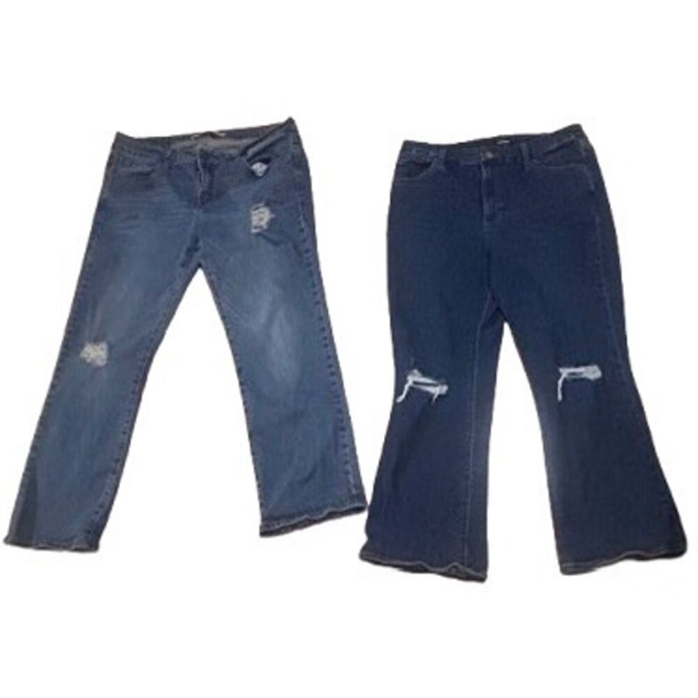 Distressed !iT Jeans Harvest Cut & Express Cropped Flare Stretchy Jeans - 12/14